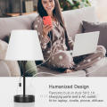 Table Lamp with Dual USB Ports and Socket